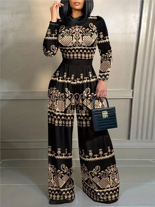 Sophisticated Wide Leg Long Sleeve Jumpsuit