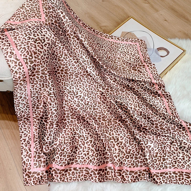 Luxury Leopard Print Square Scarf