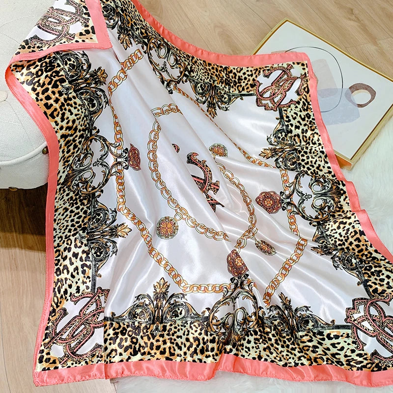 Luxury Leopard Print Square Scarf