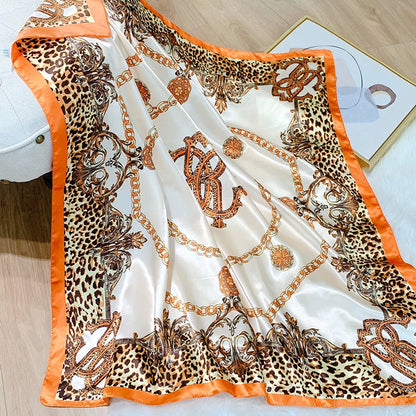 Luxury Leopard Print Square Scarf