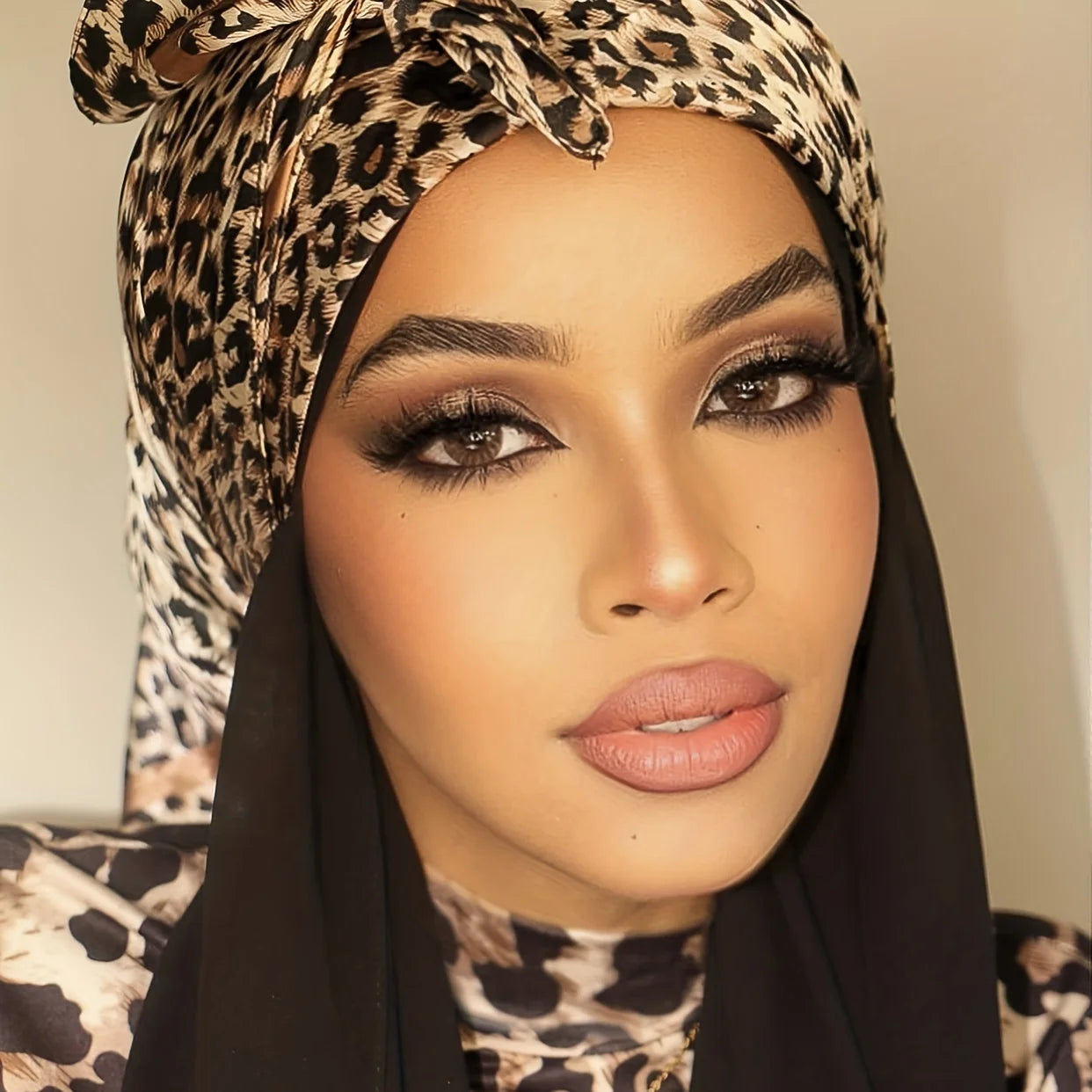 Luxury Leopard Print Square Scarf