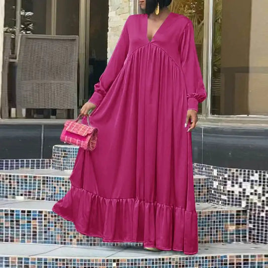 Casual & Classy Long Cuff Sleeve Dress with Ruffle Hem