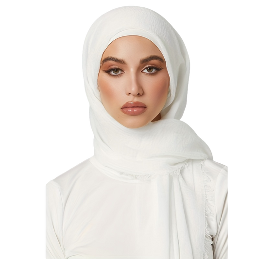 'Whimsical White' Chiffon Hijab